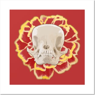 Dog skull in a flower Posters and Art